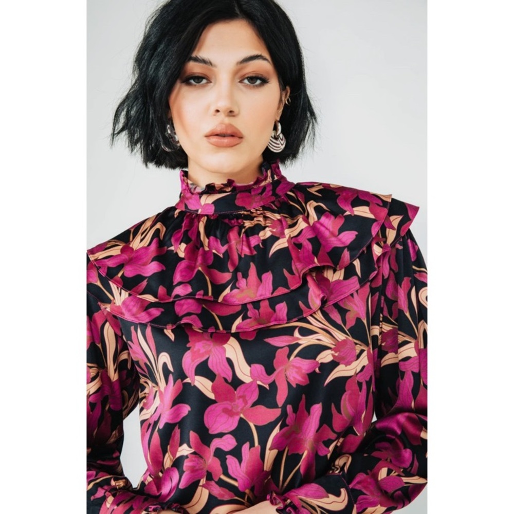 Chloe Kristyn Melanie Magenta Floral Blouse